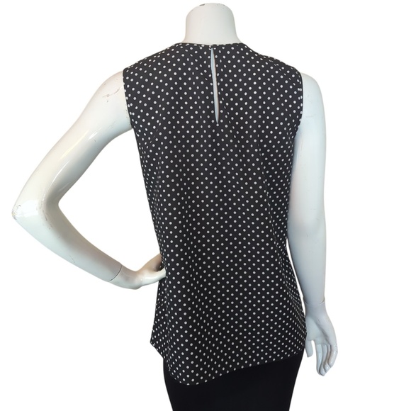 Michael Kors Black White Polka Dot Sleeveless Blouse - Picture 5 of 12